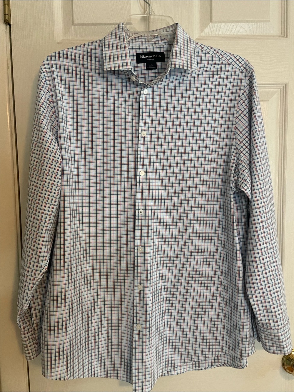 Mizzen+Main Men’s Blue and Red Windowpane Dress Shirt